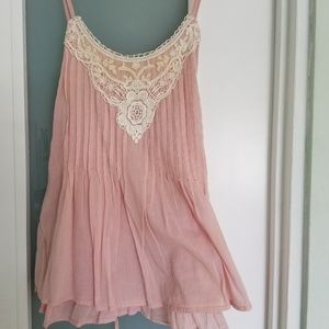 Pink and Beige Lace Stappy Top
